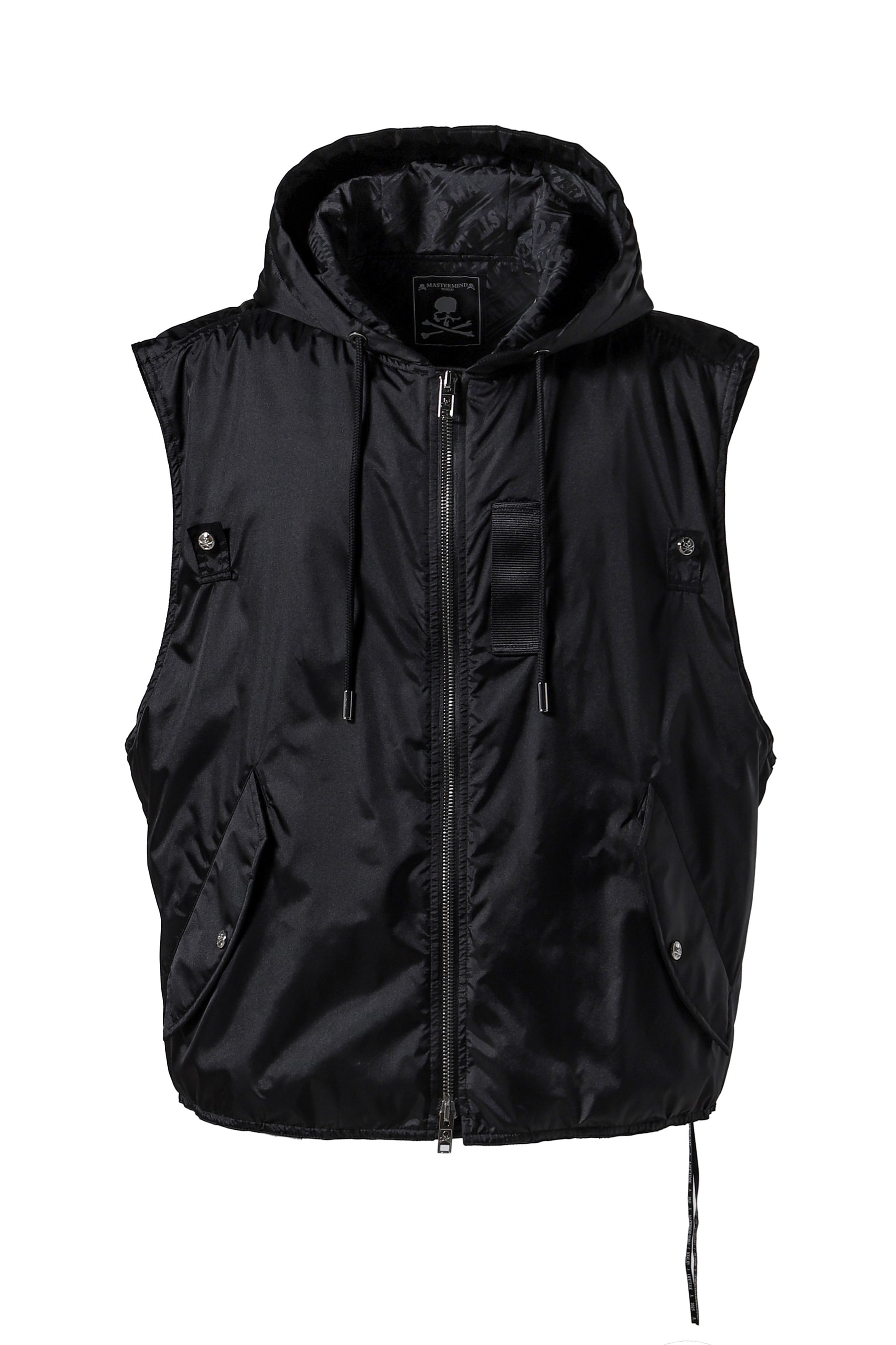 HOODED NYLON VEST / BLK - 1