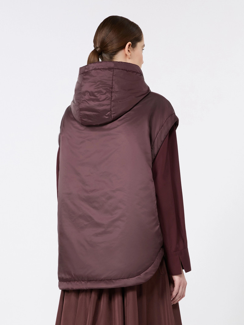 AMBRA Padded, hooded gilet in water-repellent canvas - BORDEAUX 4