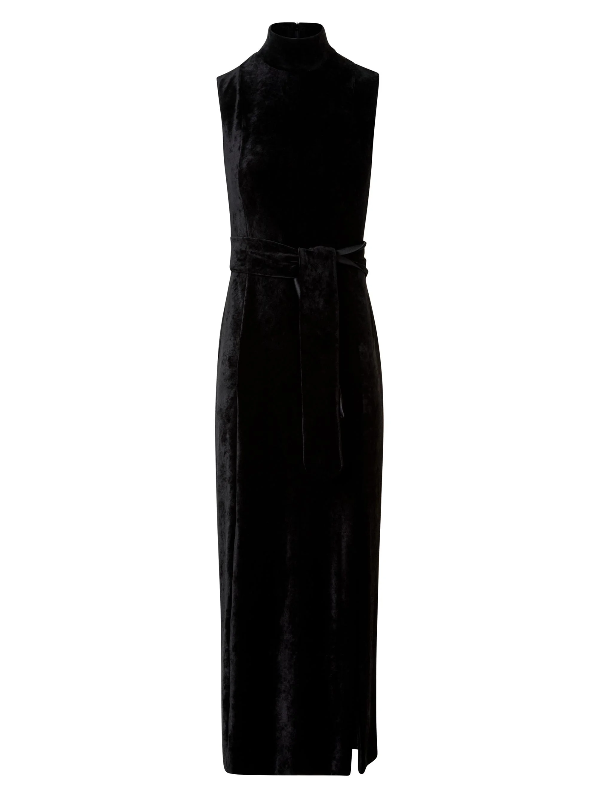 Women's Velvet Tie-Waist Maxi Dress - Black - 1