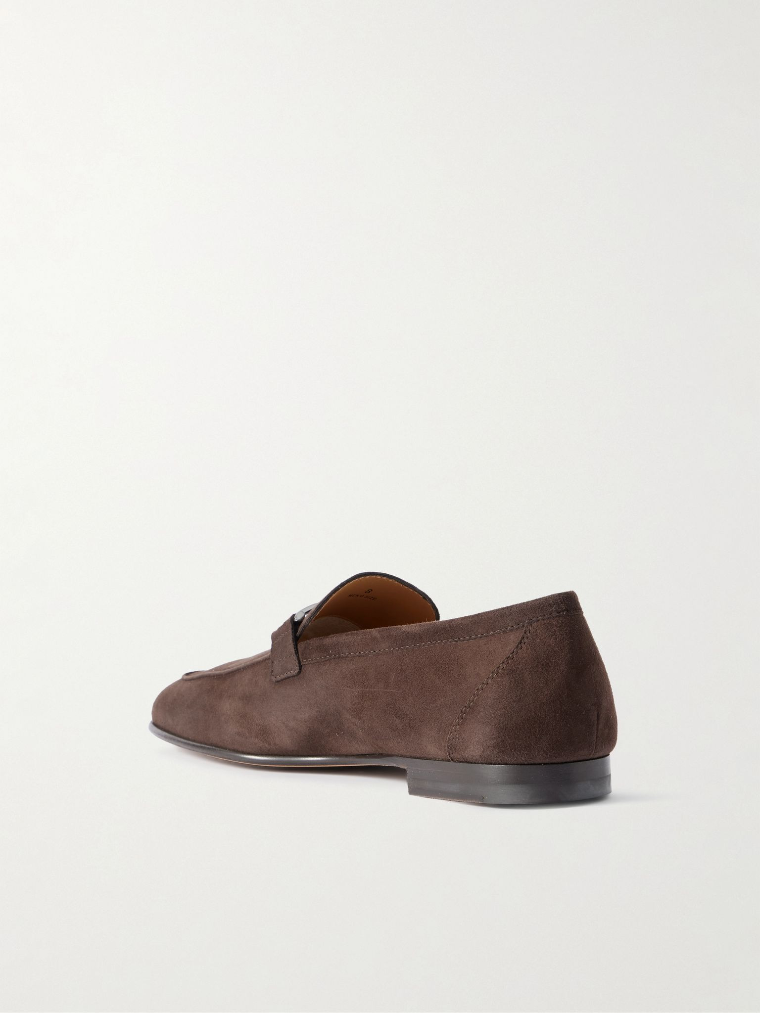 Horsebit-Embellished Suede Loafers Brown - 4