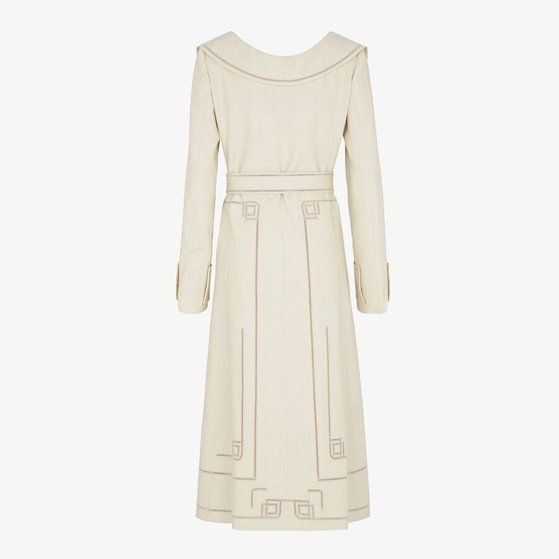FENDI Beige linen trench coat outlook