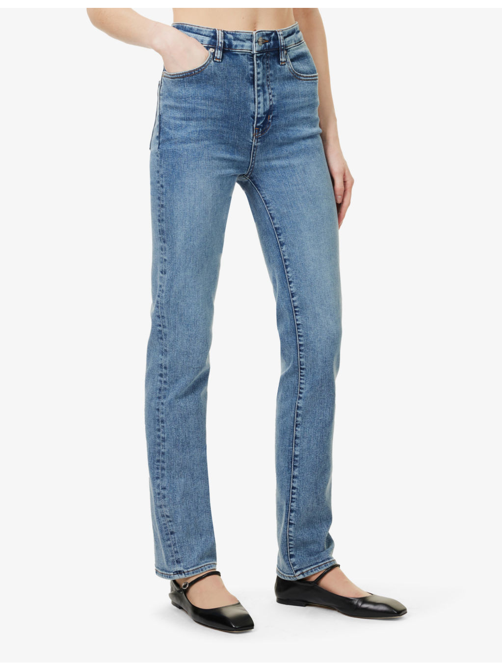 The Pencil Five-Pockets Straight-Leg High-Rise Stretch-Denim Blend Jeans - 3
