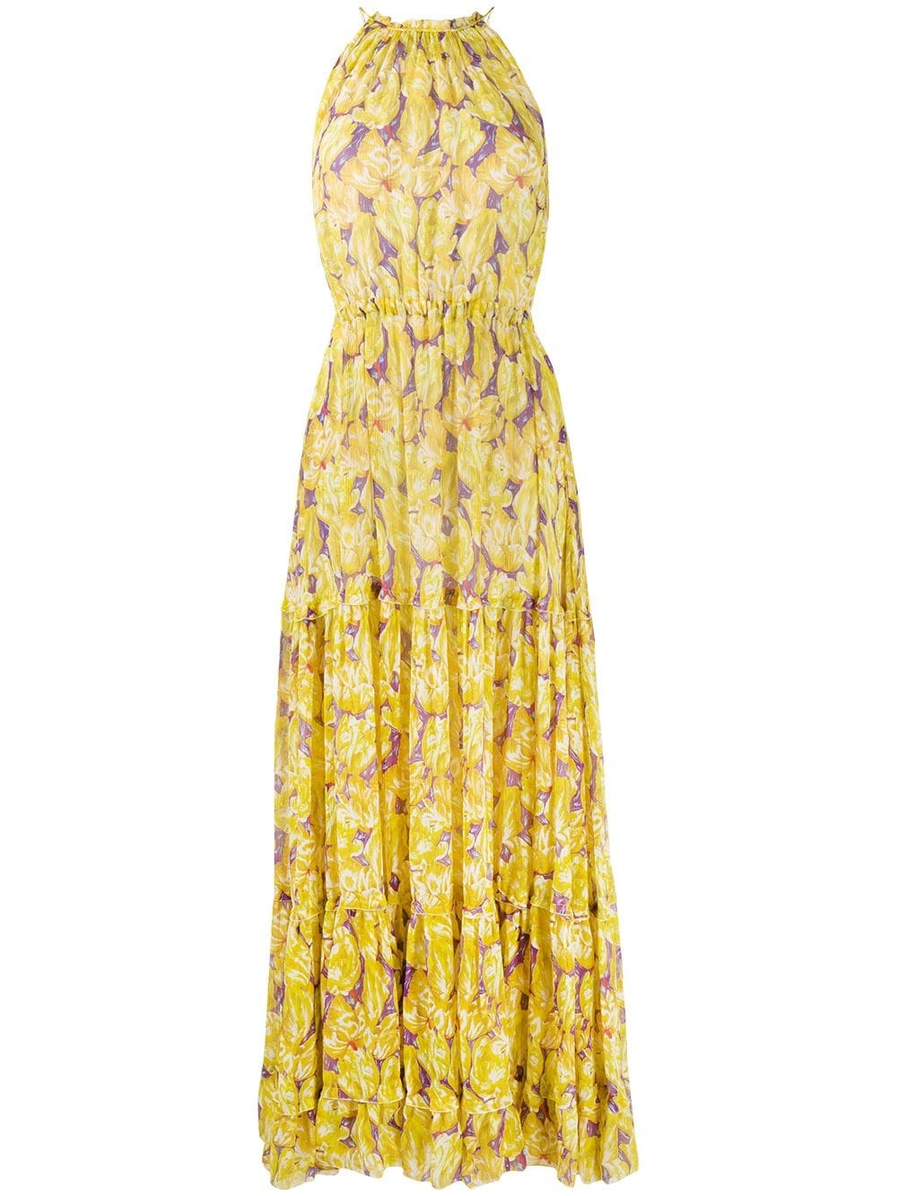 floral silk tiered maxi dress - 1