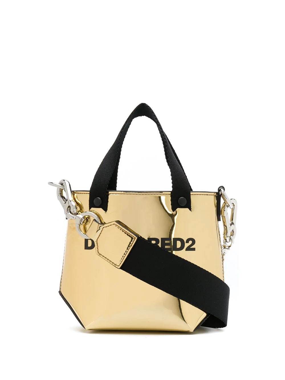 metallic logo print tote bag - 1