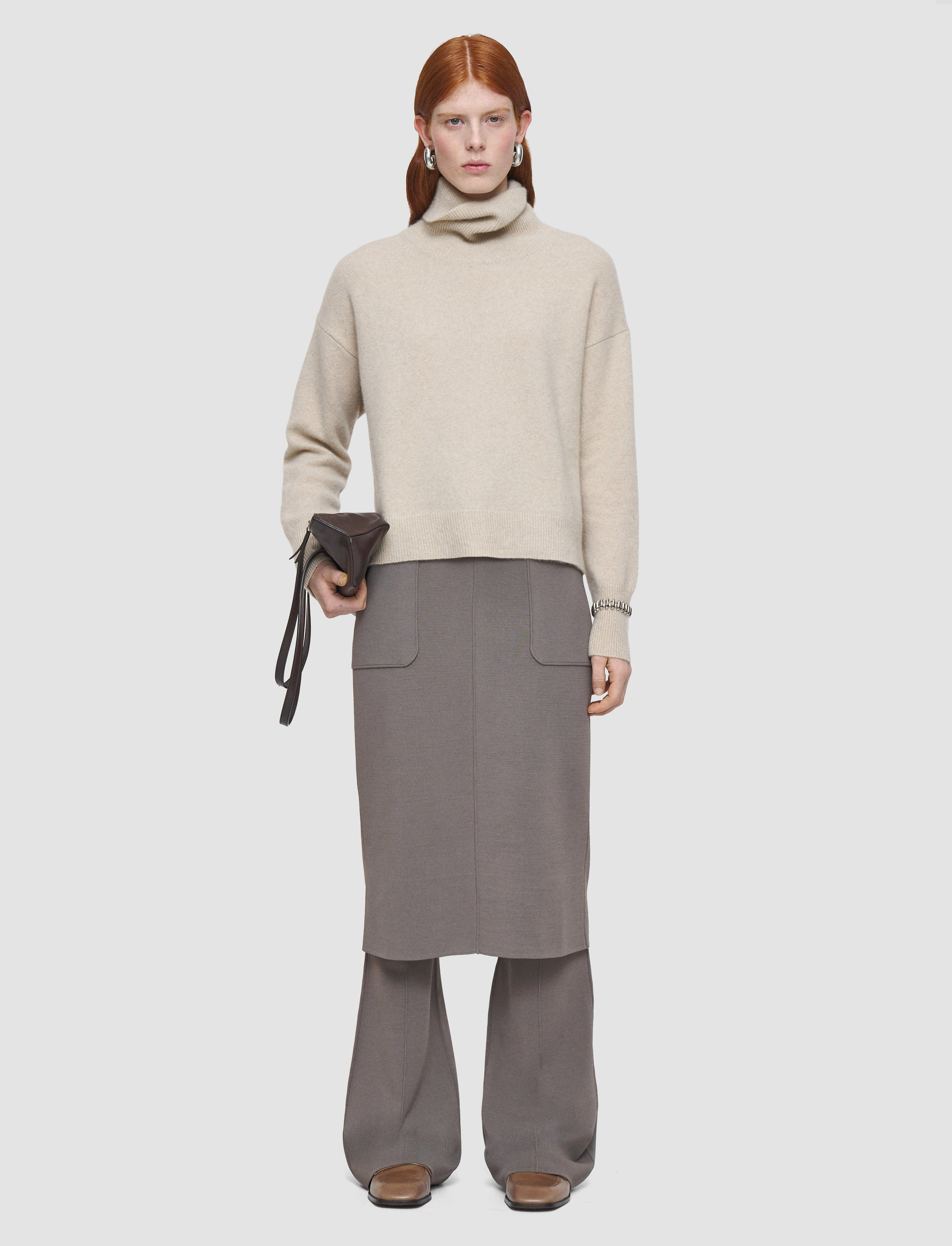 Brushed Cashmere High Neck Jumper - 2