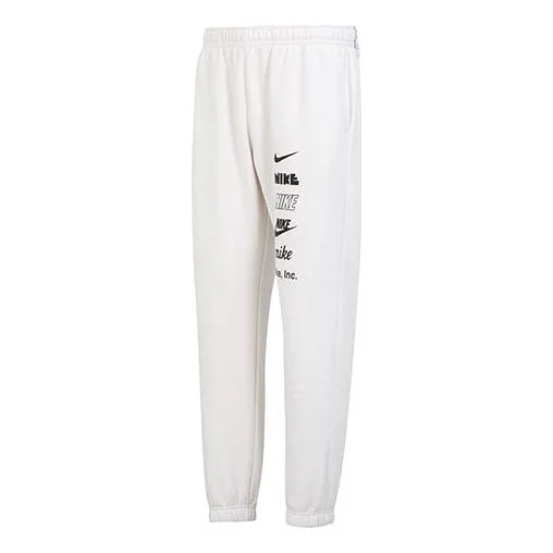 Nike Club Fleece Multi Logo Pants 'White Black' DX0796-030 - 1