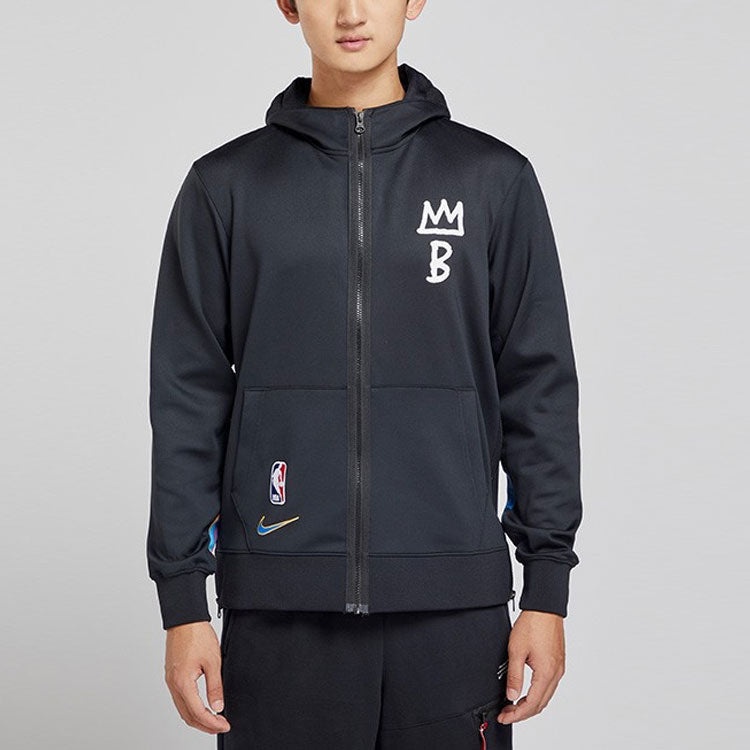 Nike Loose Casual Knit Brooklyn Basketball Hooded Jacket Black CN7883-010 - 5