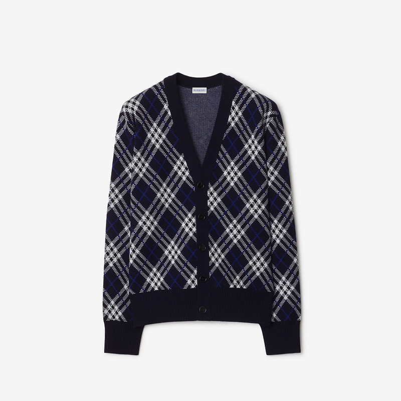 Check Wool Blend Cardigan 1