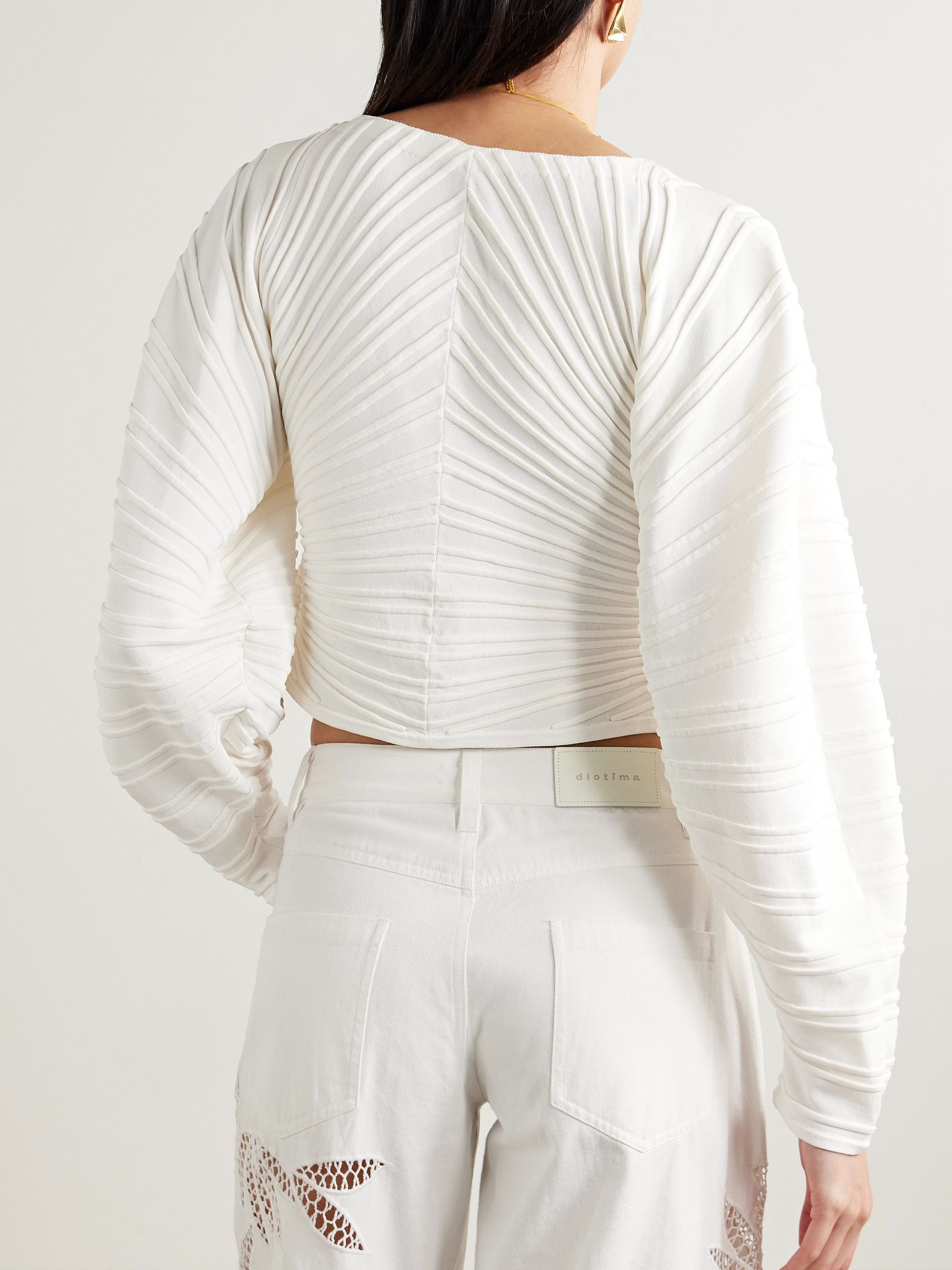 Blair ribbed-knit cardigan Off-white - 3