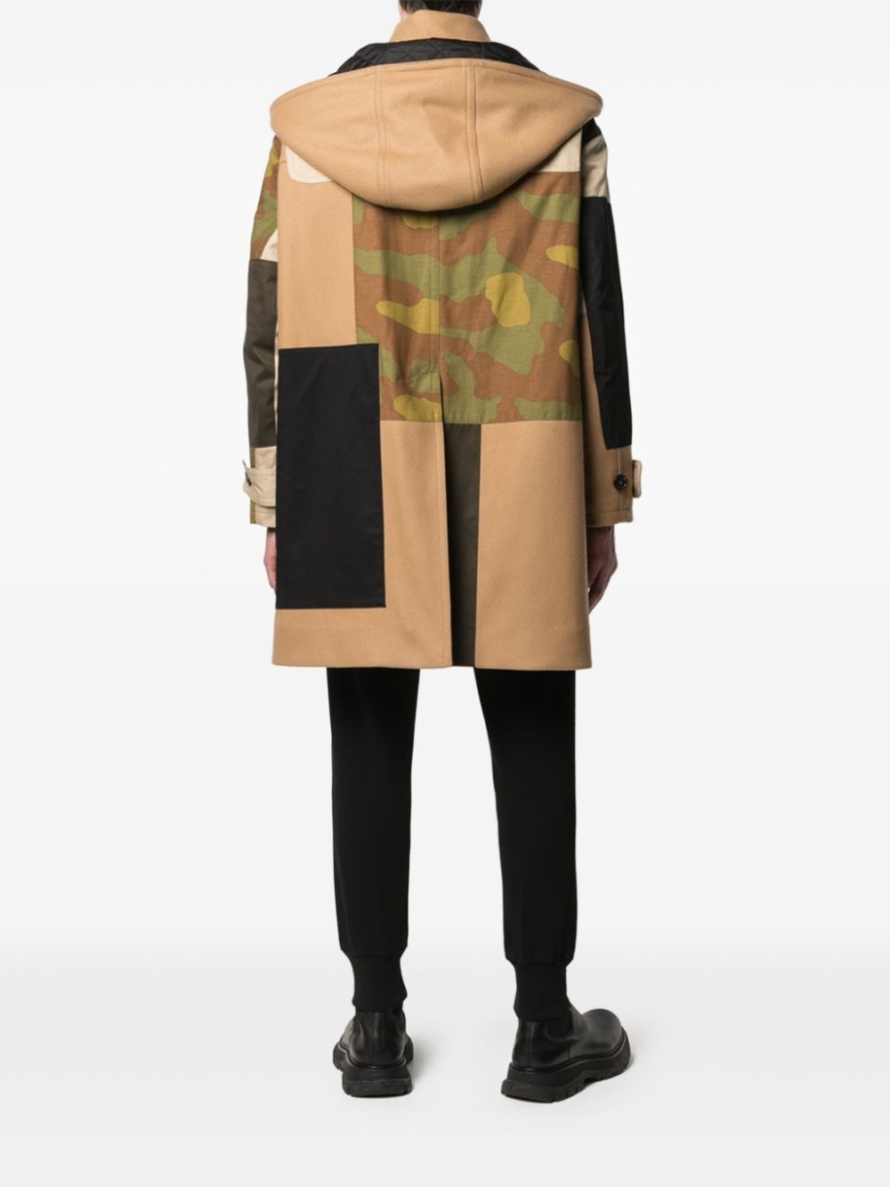 patchwork duffle coat - 3