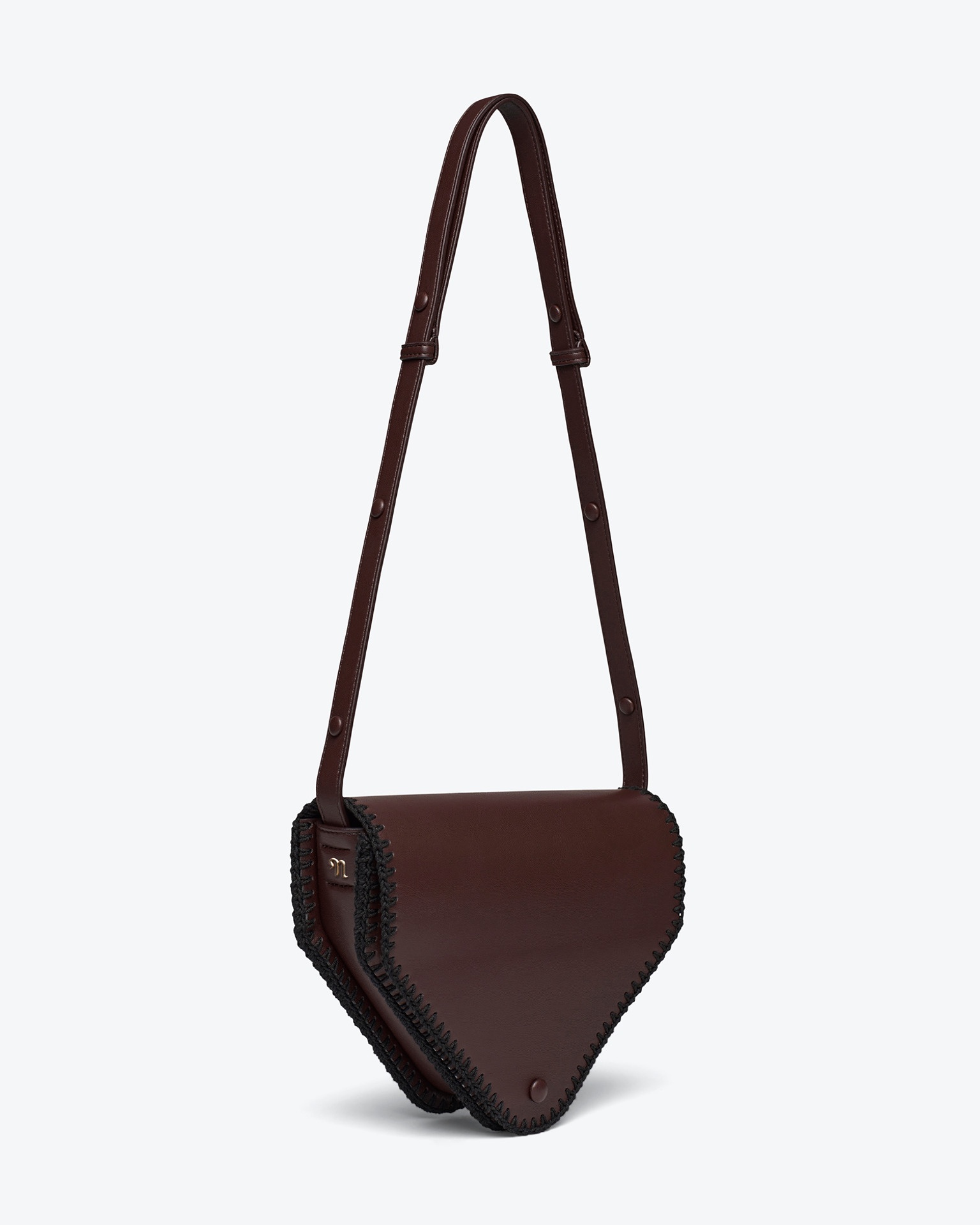 THE TRIANGLE BAG MEDIUM - Alt-nappa shoulder bag - Coffee bean/black - 3