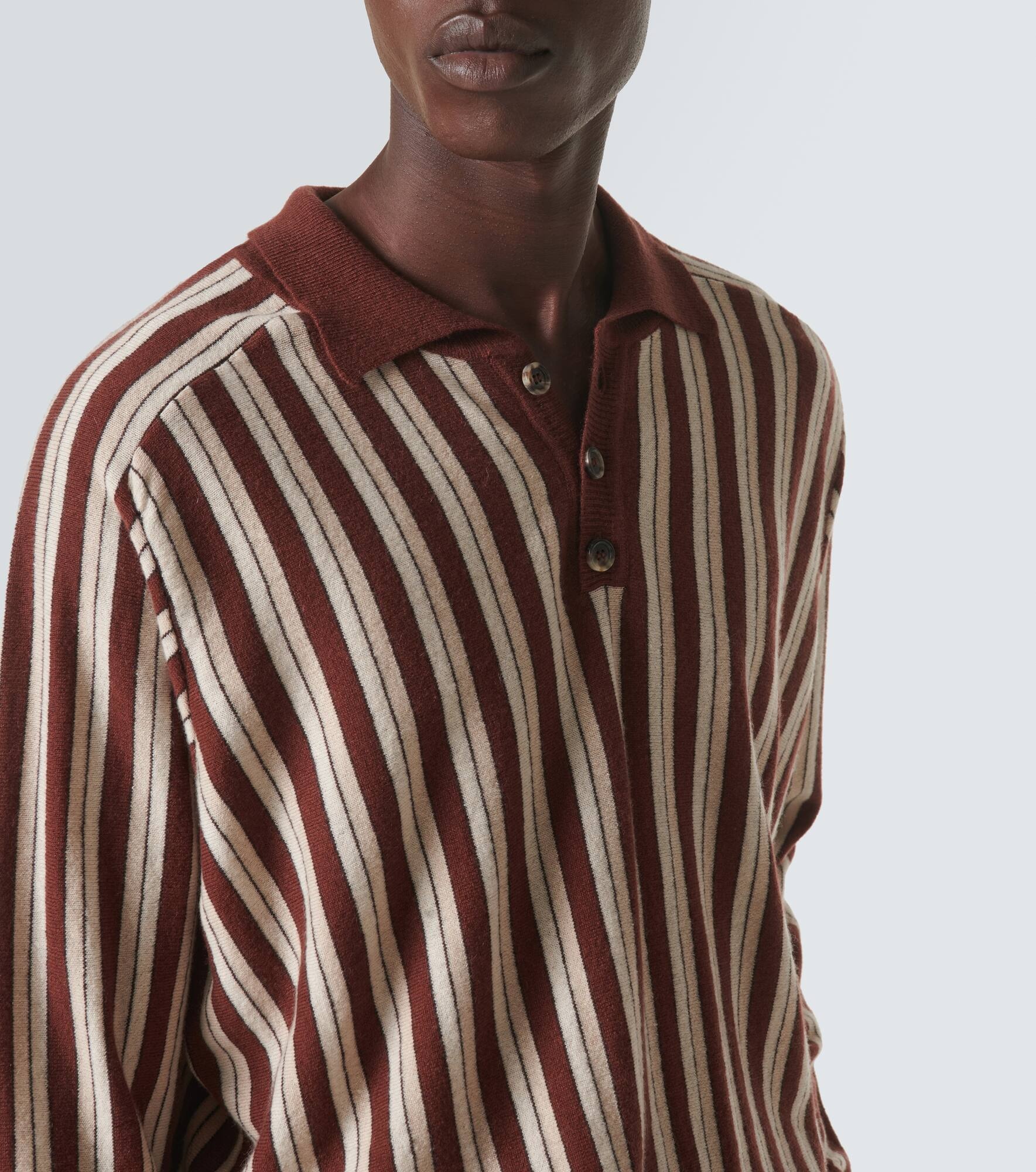 Hogan Stripe wool and cashmere polo sweater - 5