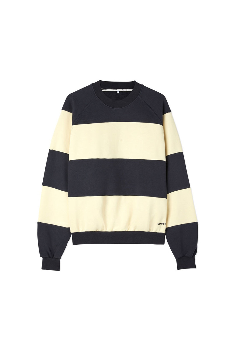 PANEL SWEATSHIRT / beige & midnight blue 1