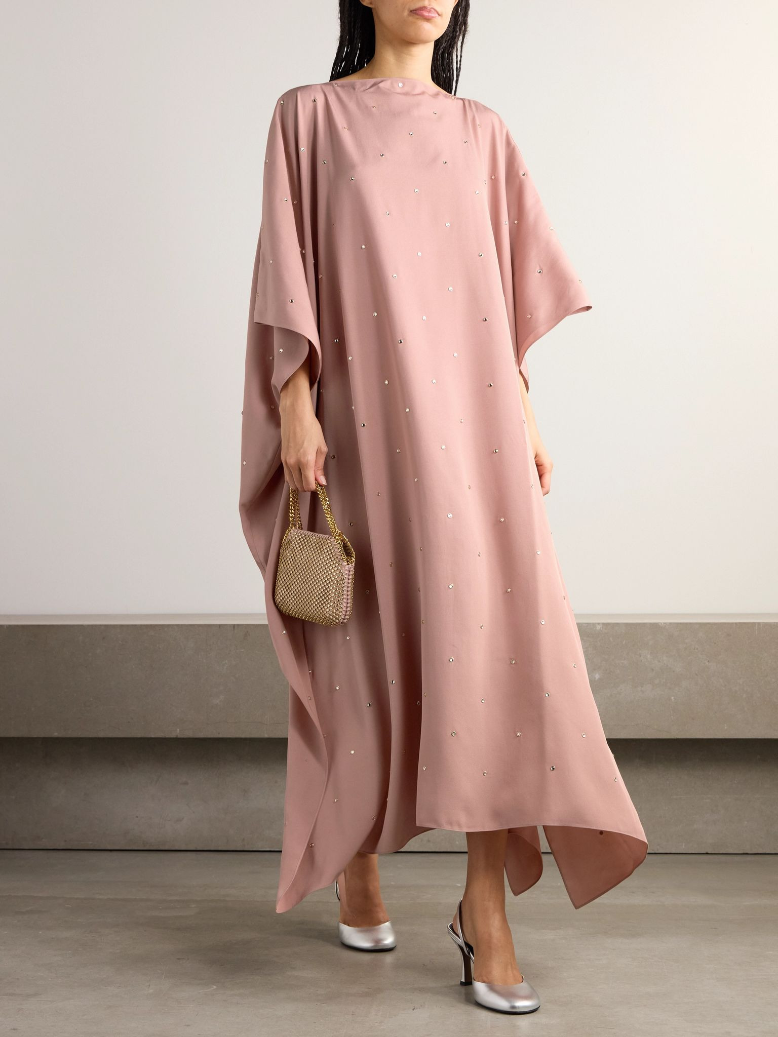 Crystal-embellished crepe kaftan Pink - 2