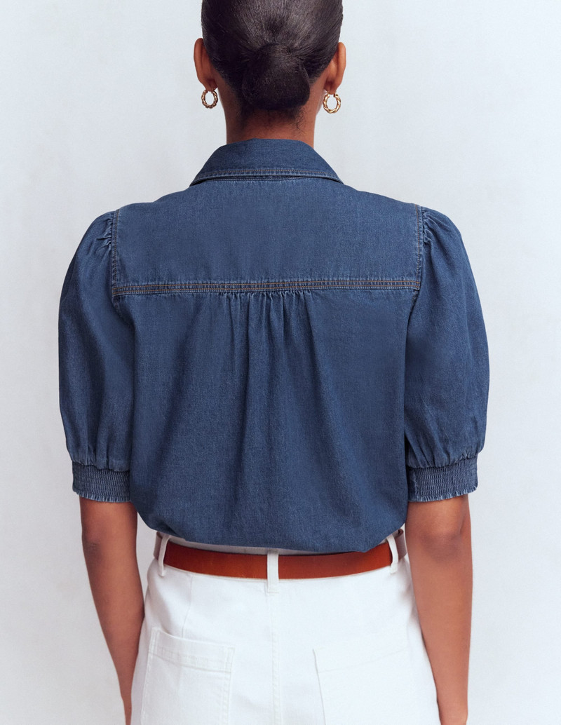 Short Sleeve Denim Top-Light Vintage 4