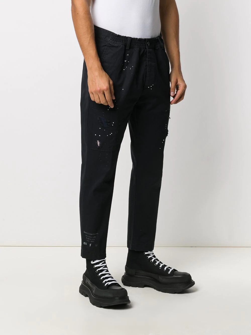 paint-splatter tapered trousers - 3