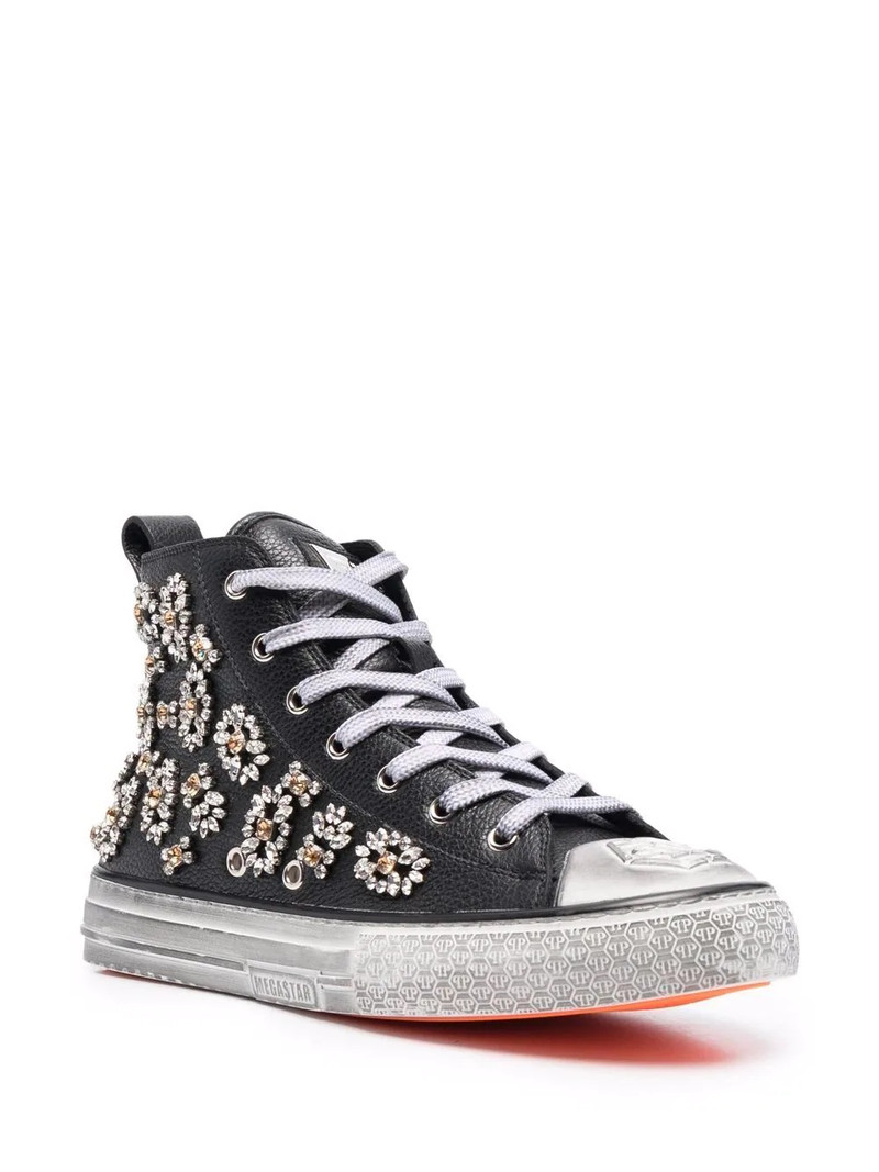 PHILIPP PLEIN Megastar crystal-embellished high-top sneakers outlook