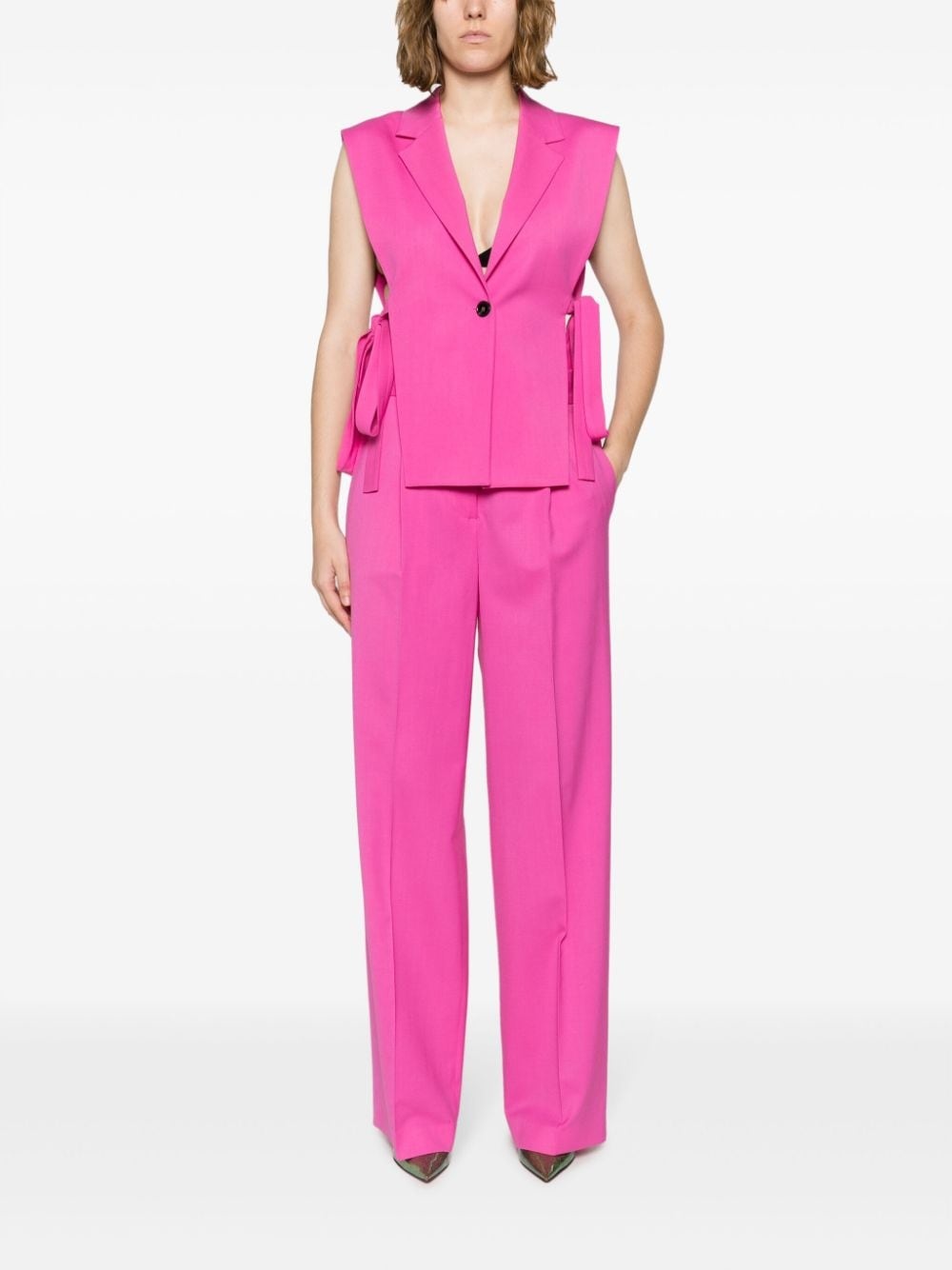 pleated straight-leg trousers - 2