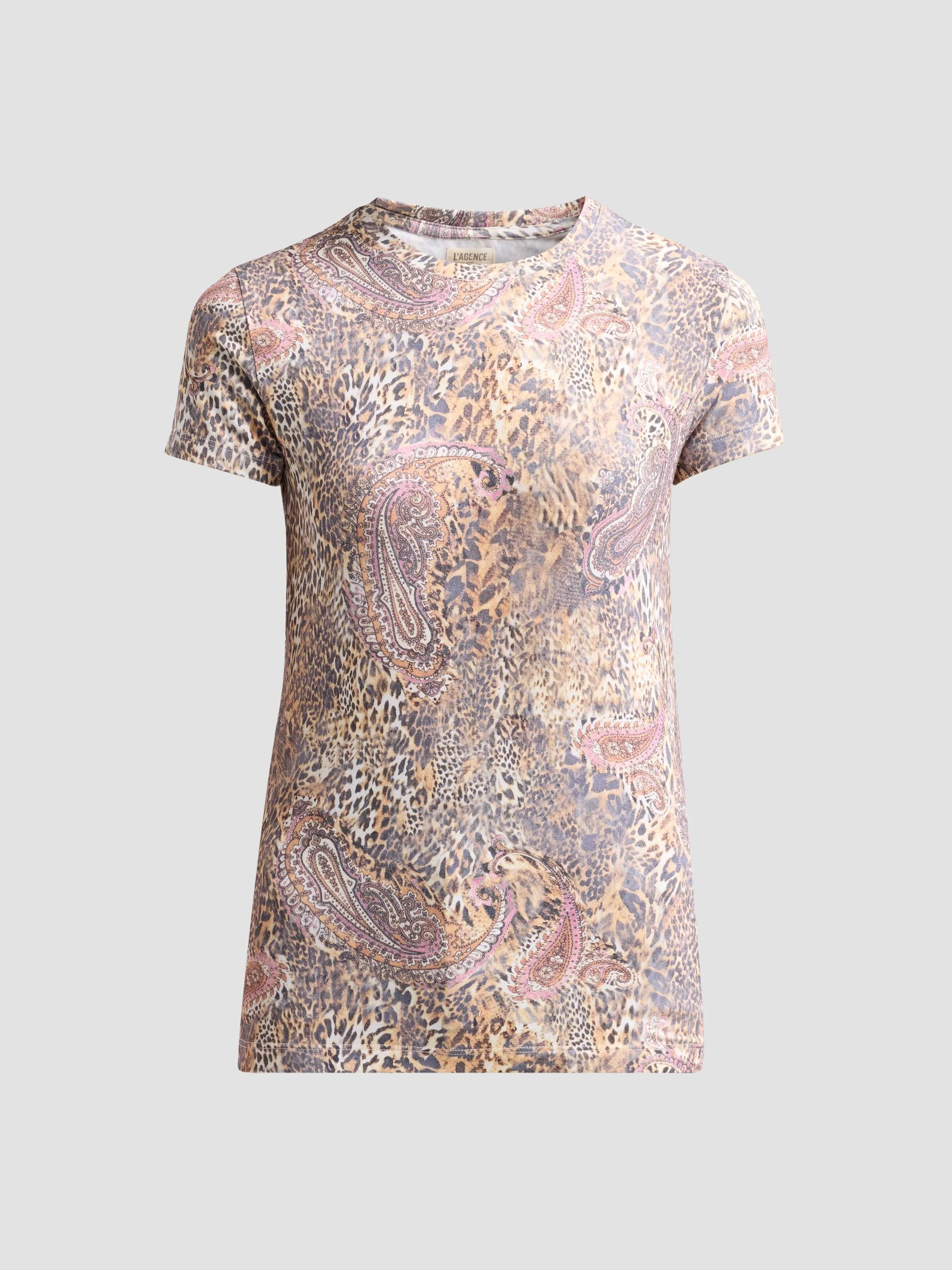 Women's Ressi Paisley Leopard Print T-Shirt - Tan Valencia Leopard - 1