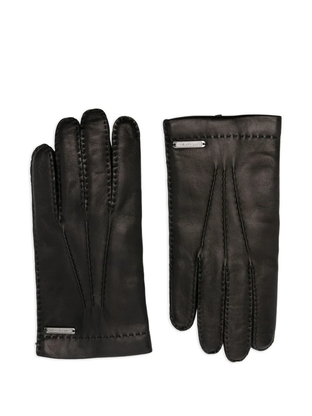 leather stitch-detail gloves - 1