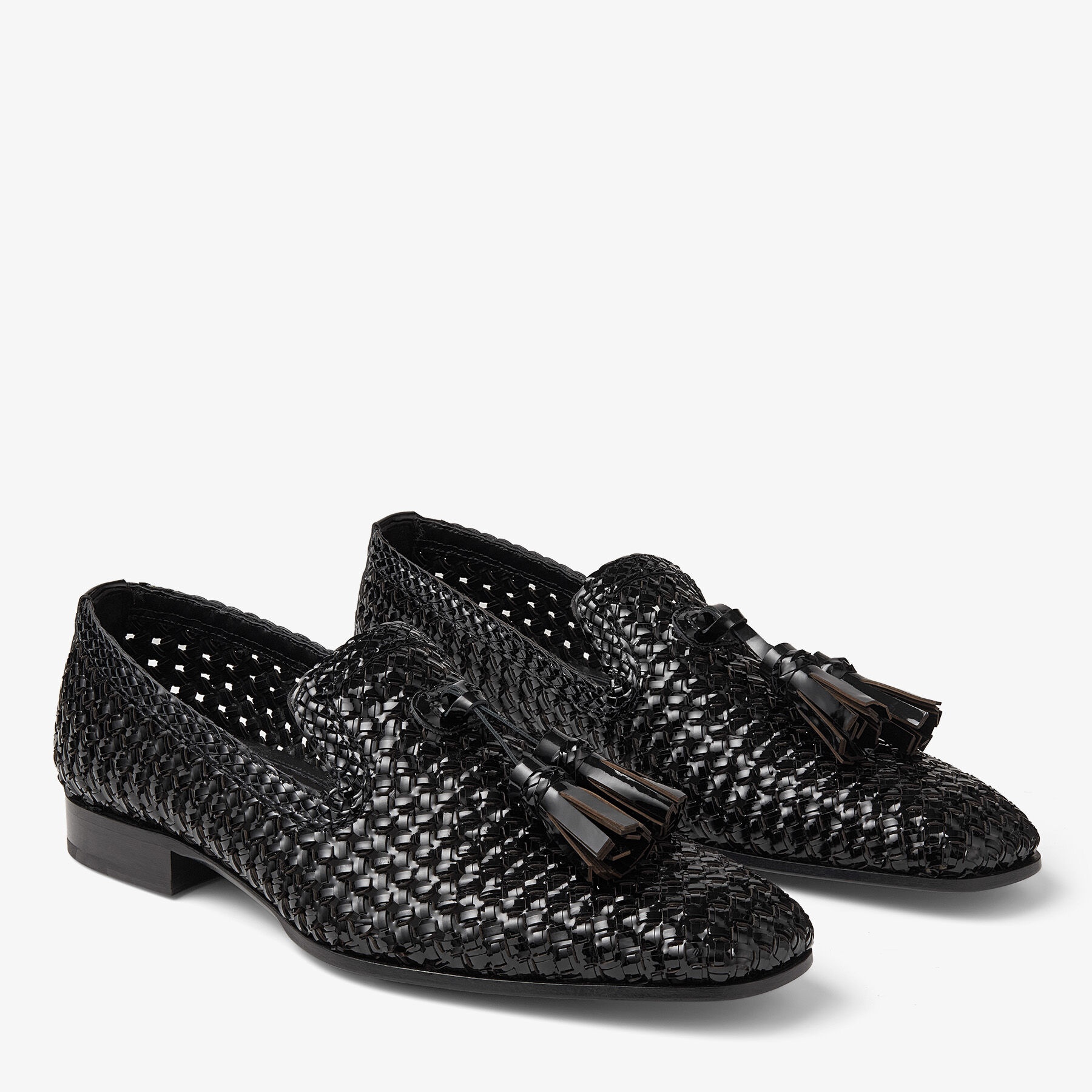Foxley/M
Black Woven Patent Loafers with Tassel - 2