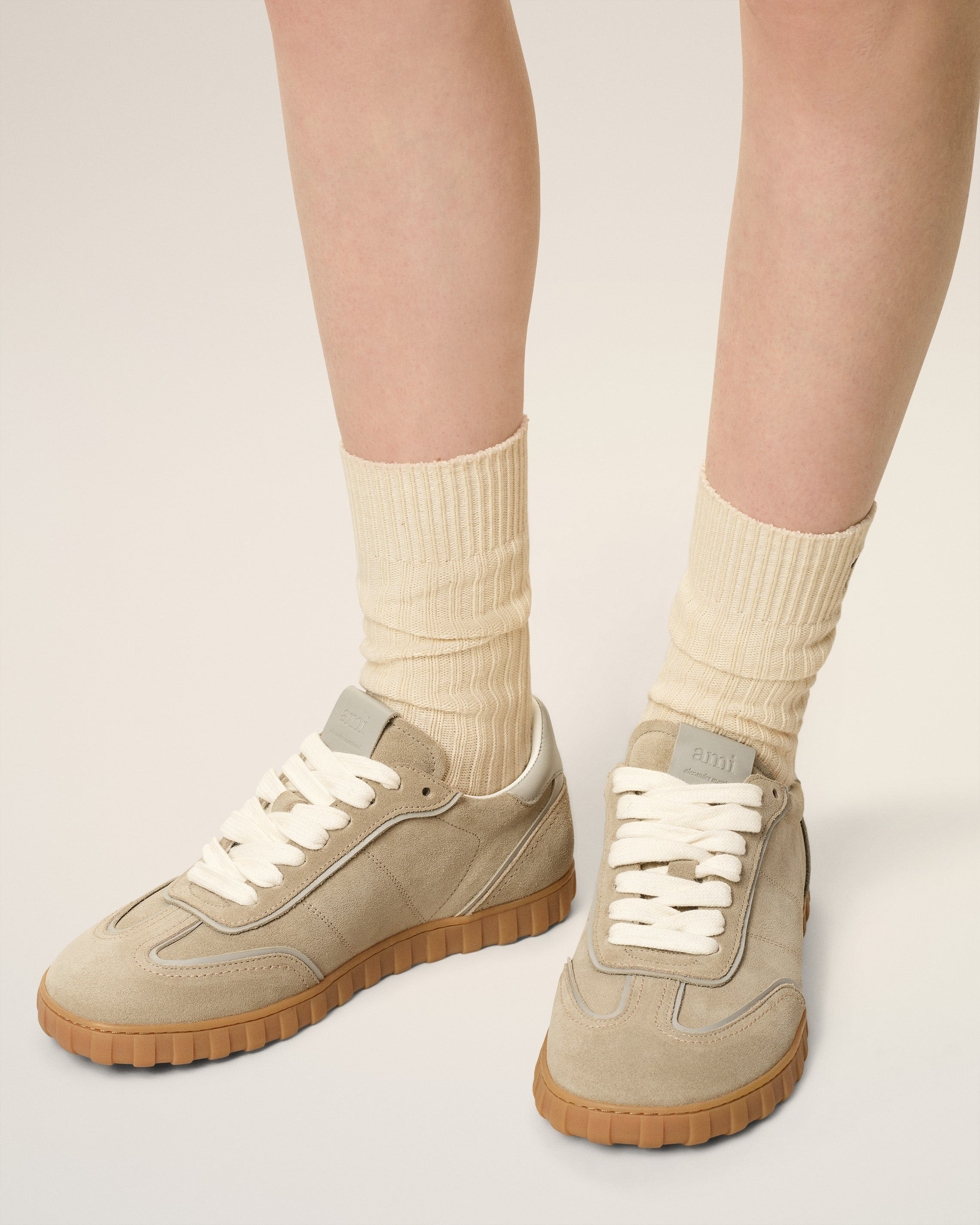GREY LEATHER LOW TOP STEP SNEAKERS - 2