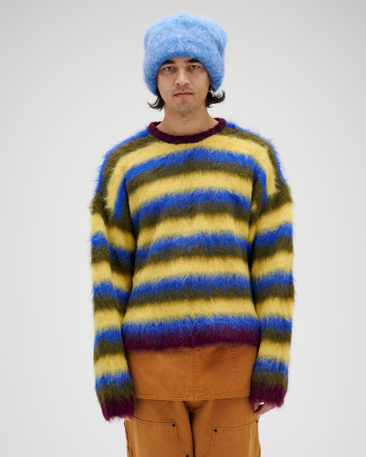 Blurry Lines Alpaca Crewneck Sweater - Yellow Multi - 6