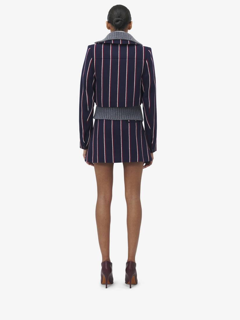 College Stripe Cropped Jacket - 5