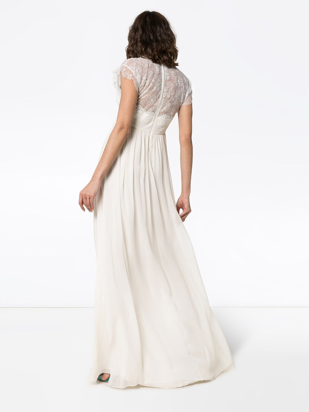cap sleeve lace insert empire line maxi dress - 4