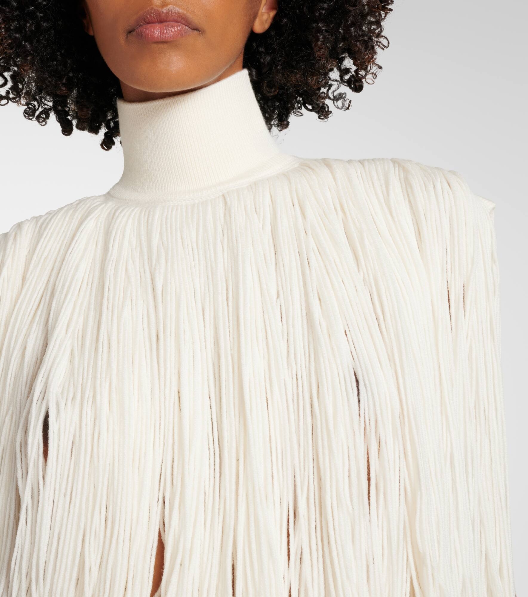 Fringed wool turtleneck sweater - 4