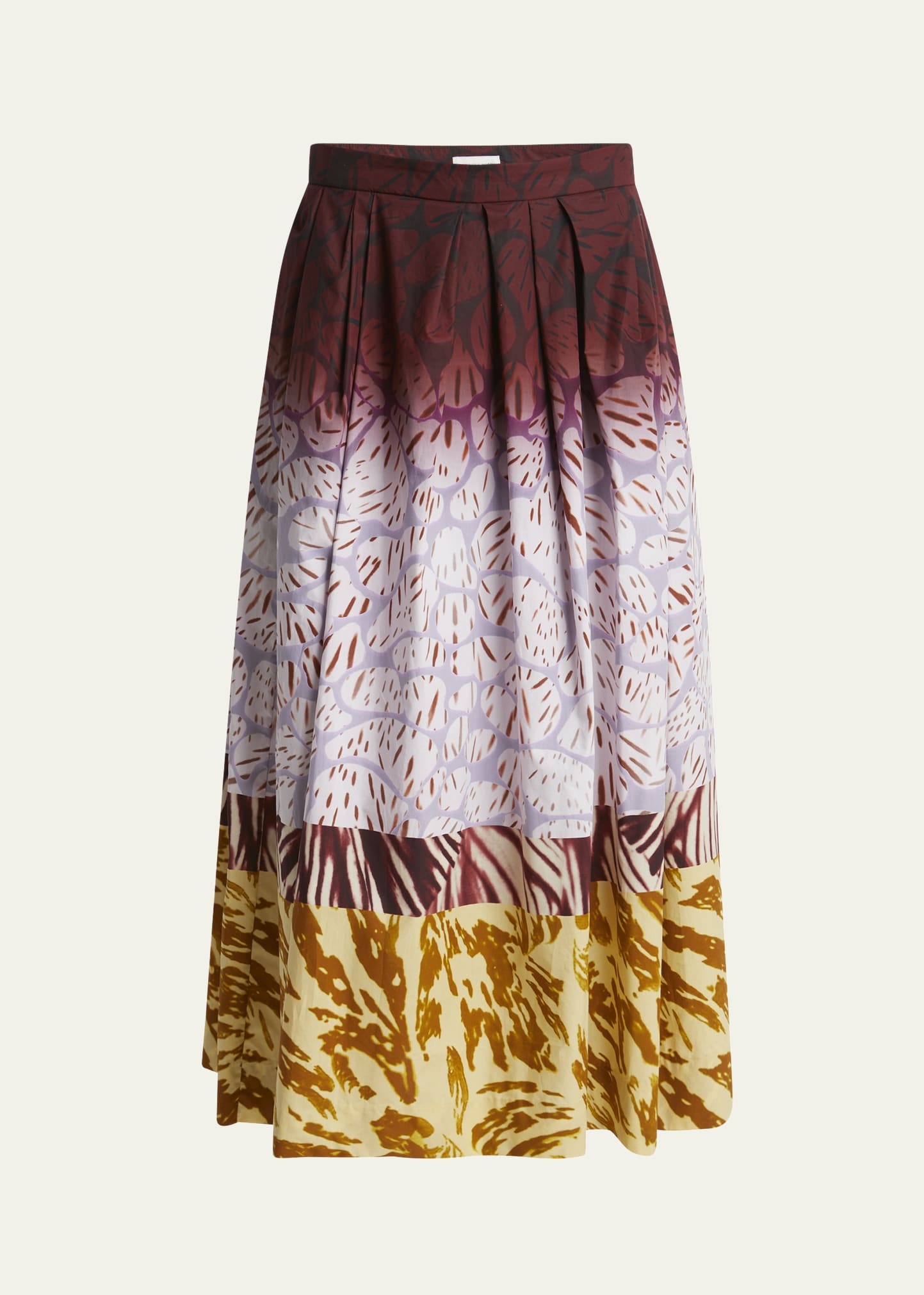 Soni Mixed-Print Pleated Skirt - 1