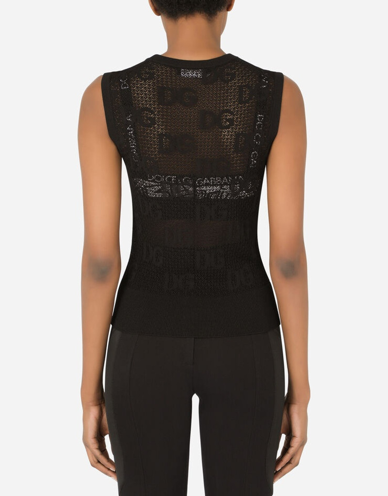 DG 로고를 가진 sleeveless 레이스 스티치 스웨터 3