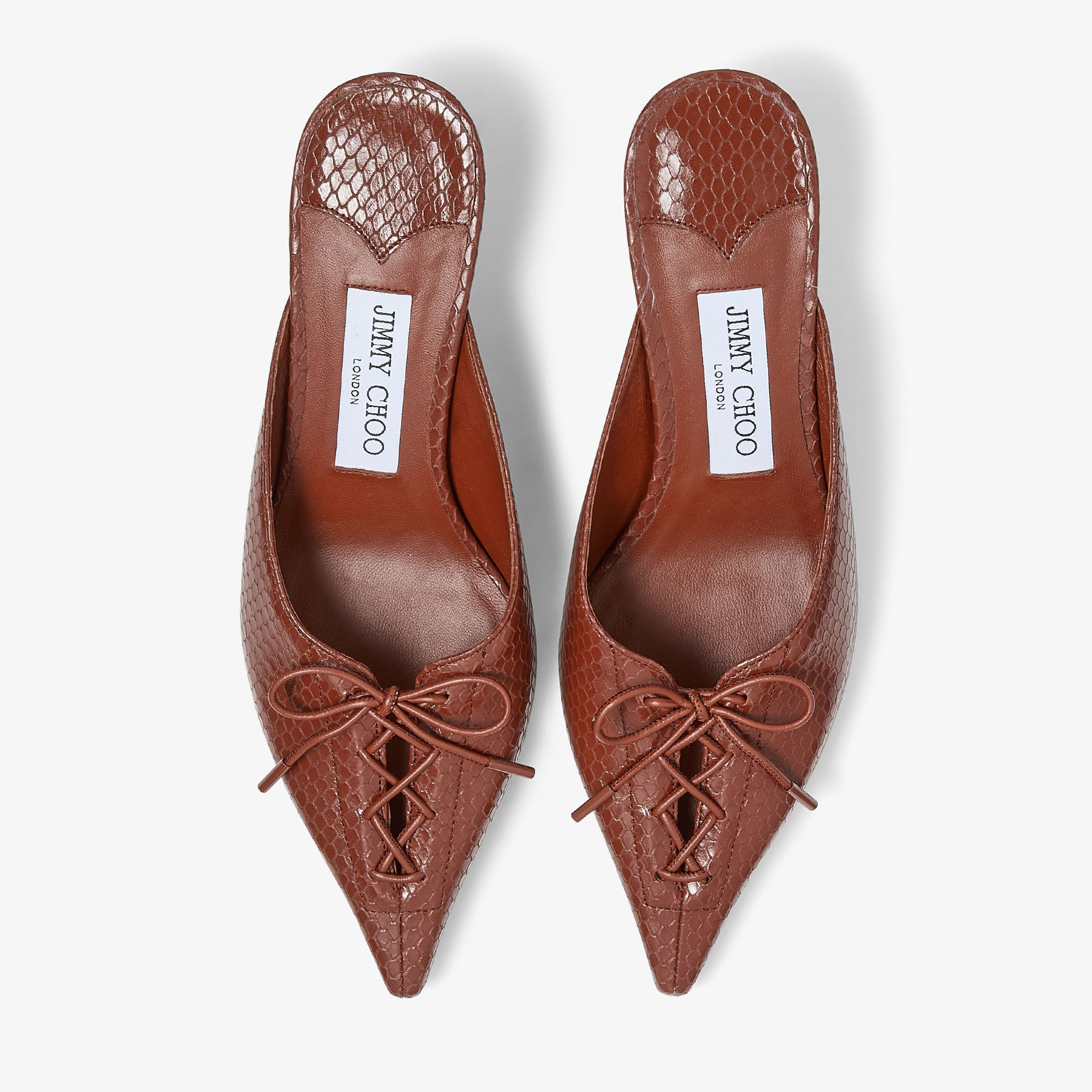 Scarlett Mule 50
Cognac Elaphe Printed Leather Mules - 4
