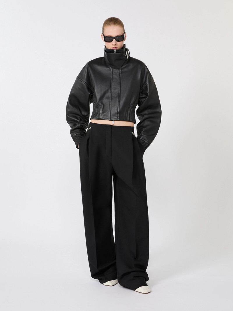 Sportmax Short leather jacket - BLACK outlook