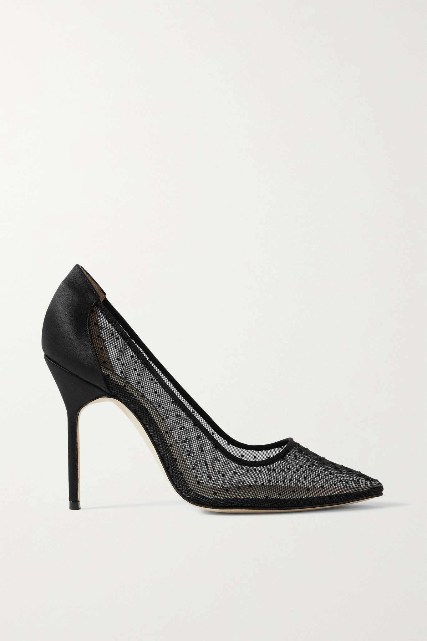 BB 105 satin-trimmed flocked mesh pumps - 1