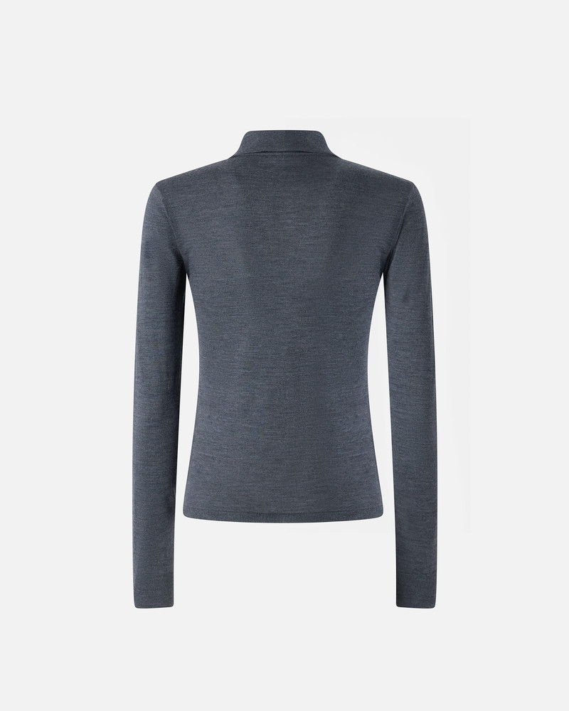 LONG-SLEEVED POLO SWEATER IN EXTRA-FINE WOOL 6