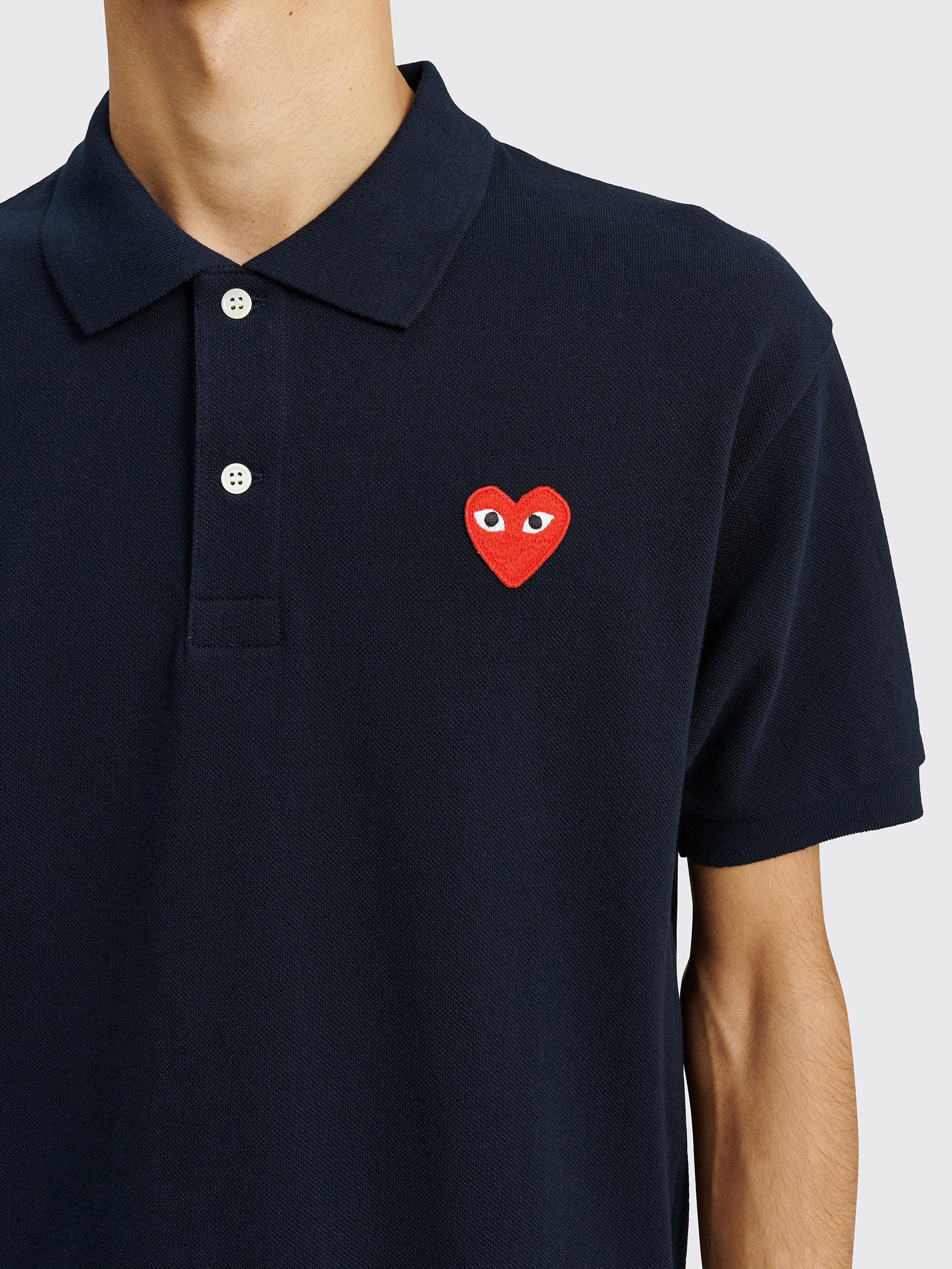 COMME DES GARÇONS PLAY SMALL HEART POLO T-SHIRT NAVY - 6