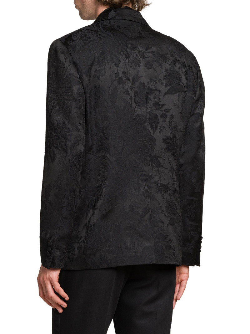 Men's Peacock Wool Blend Blazer - Multicolor Black Base 5