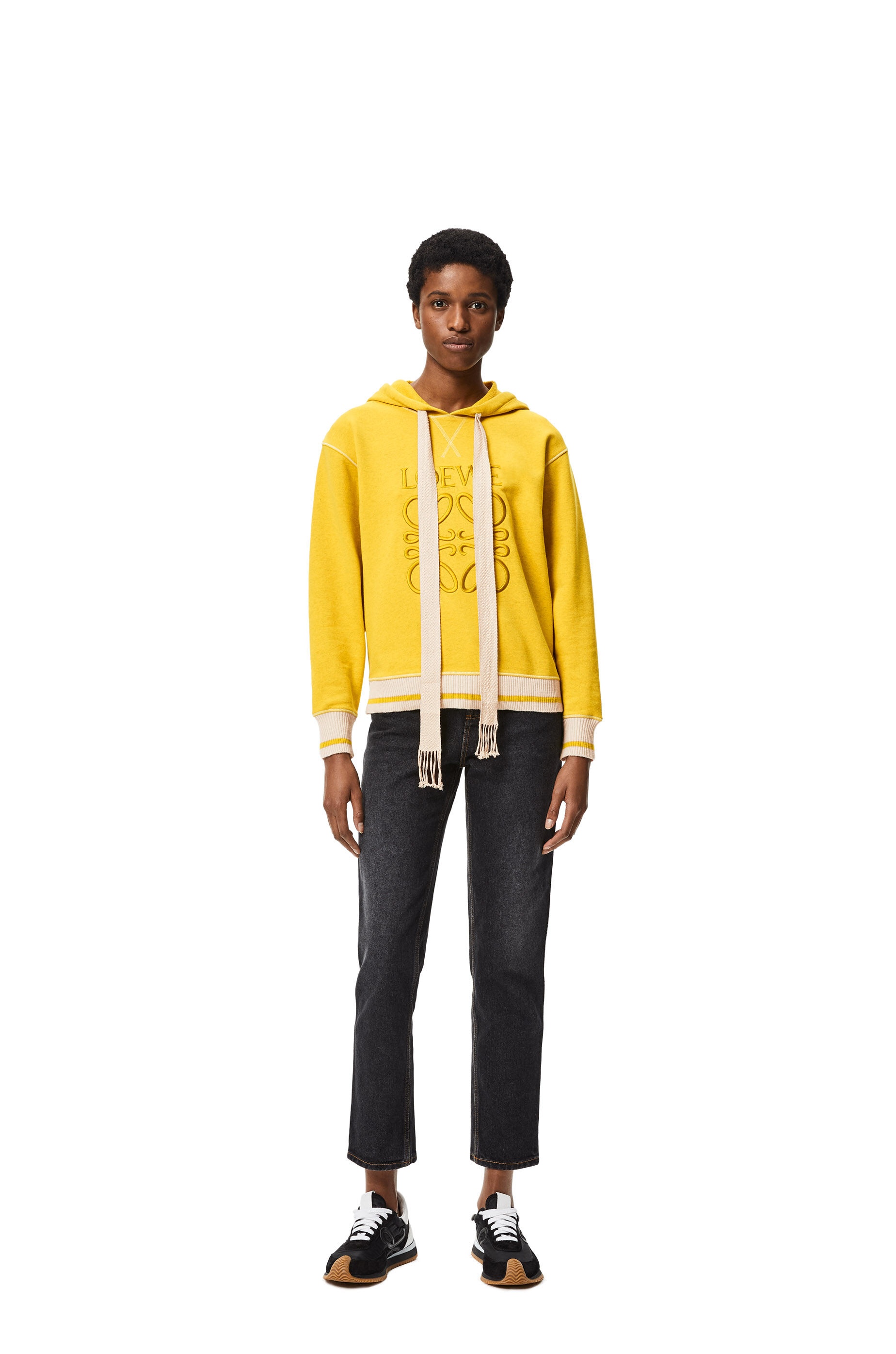 LOEWE anagram embroidered hoodie in cotton - 2