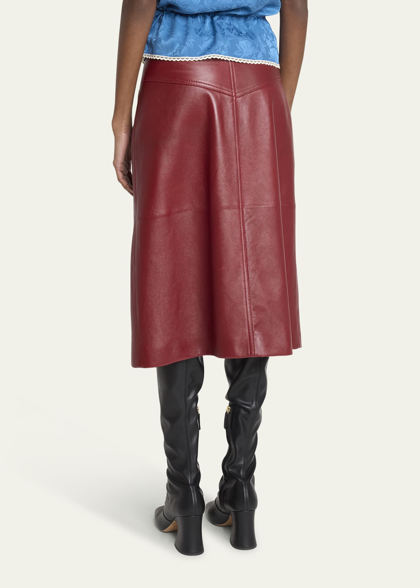 Slouch Leather Midi Skirt - 3