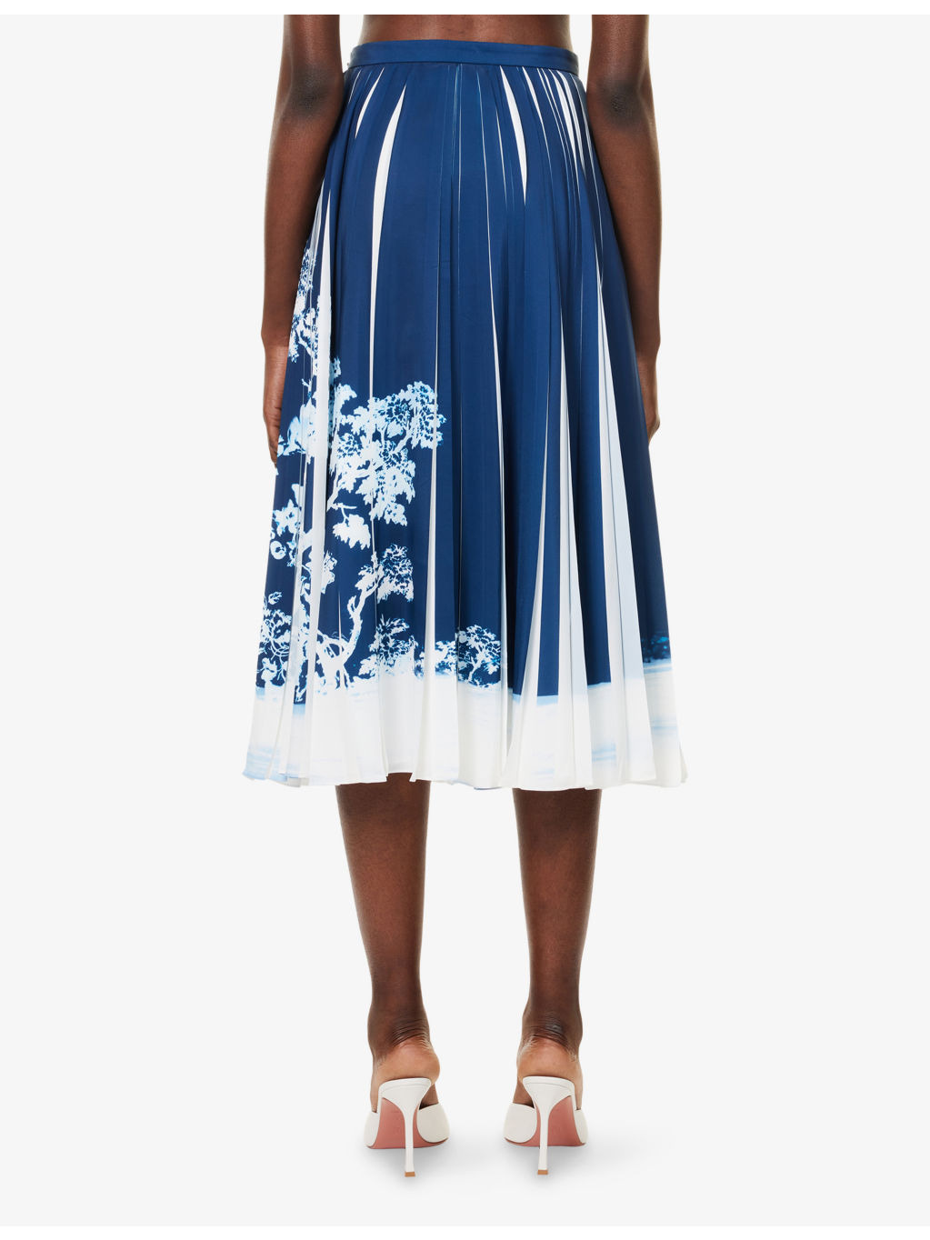 Pleated Printed Woven Midi Skirt - 4