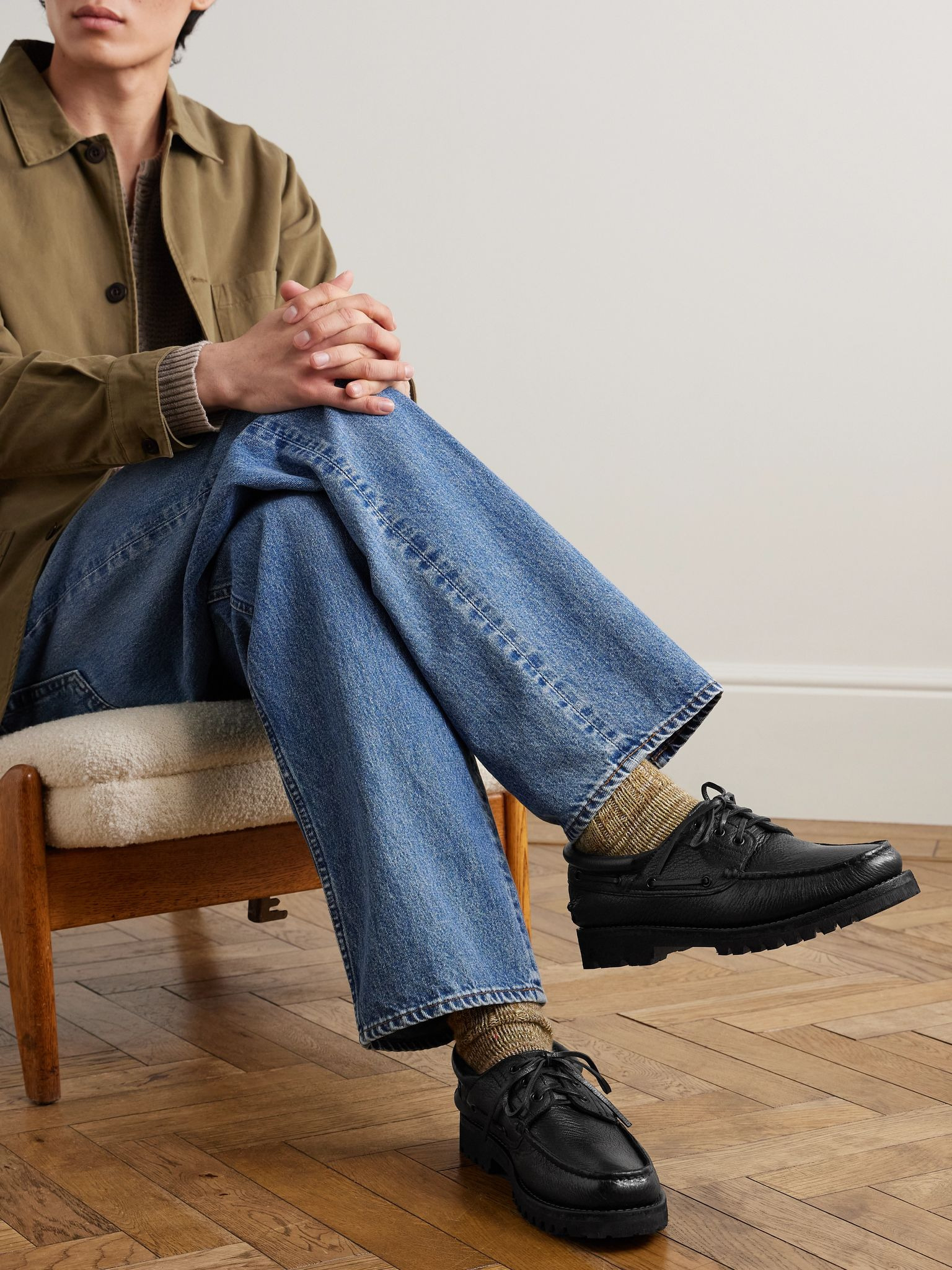 Heritage Flexi 001 Full-Grain Deerskin Boat Shoes Black - 2