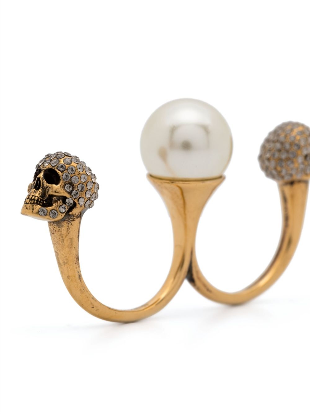 pearl skull double-ring - 3