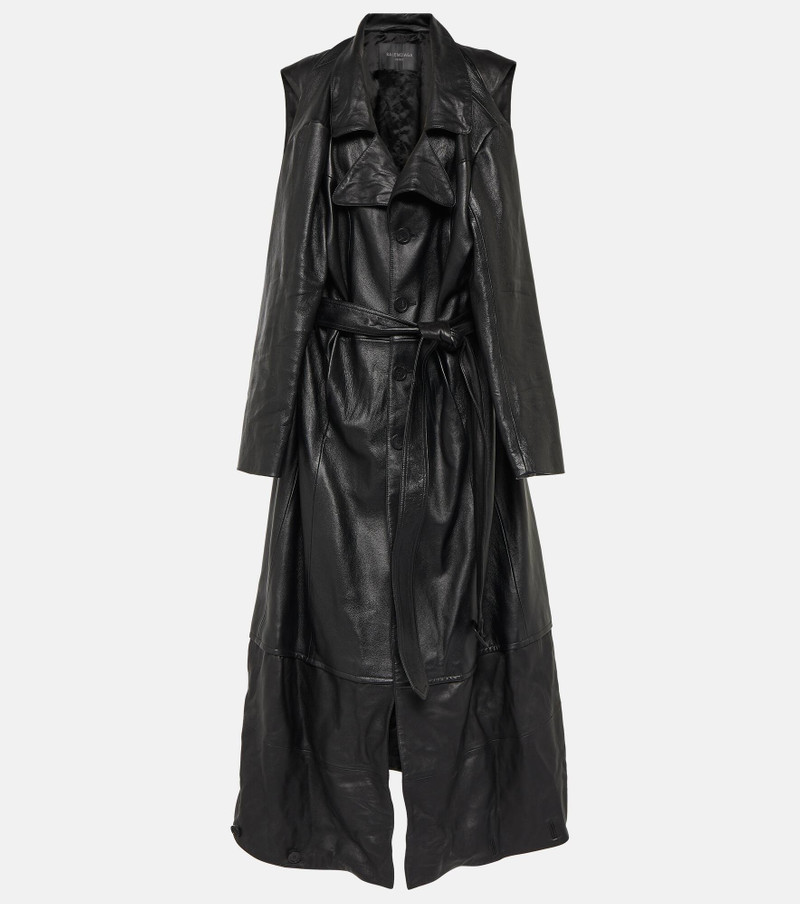 Single-breasted leather coat 1