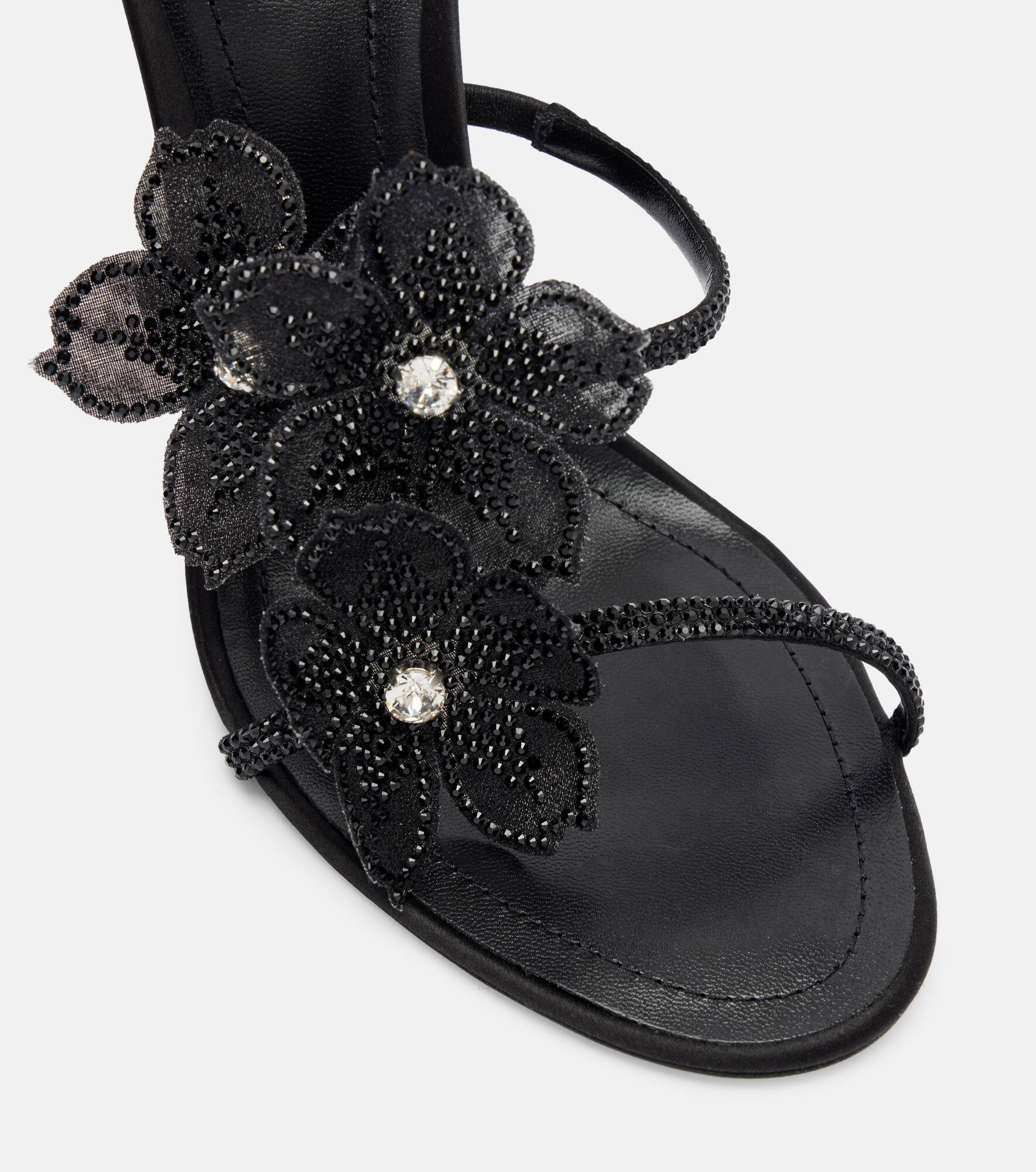 Floriane floral-appliqué satin sandals - 5