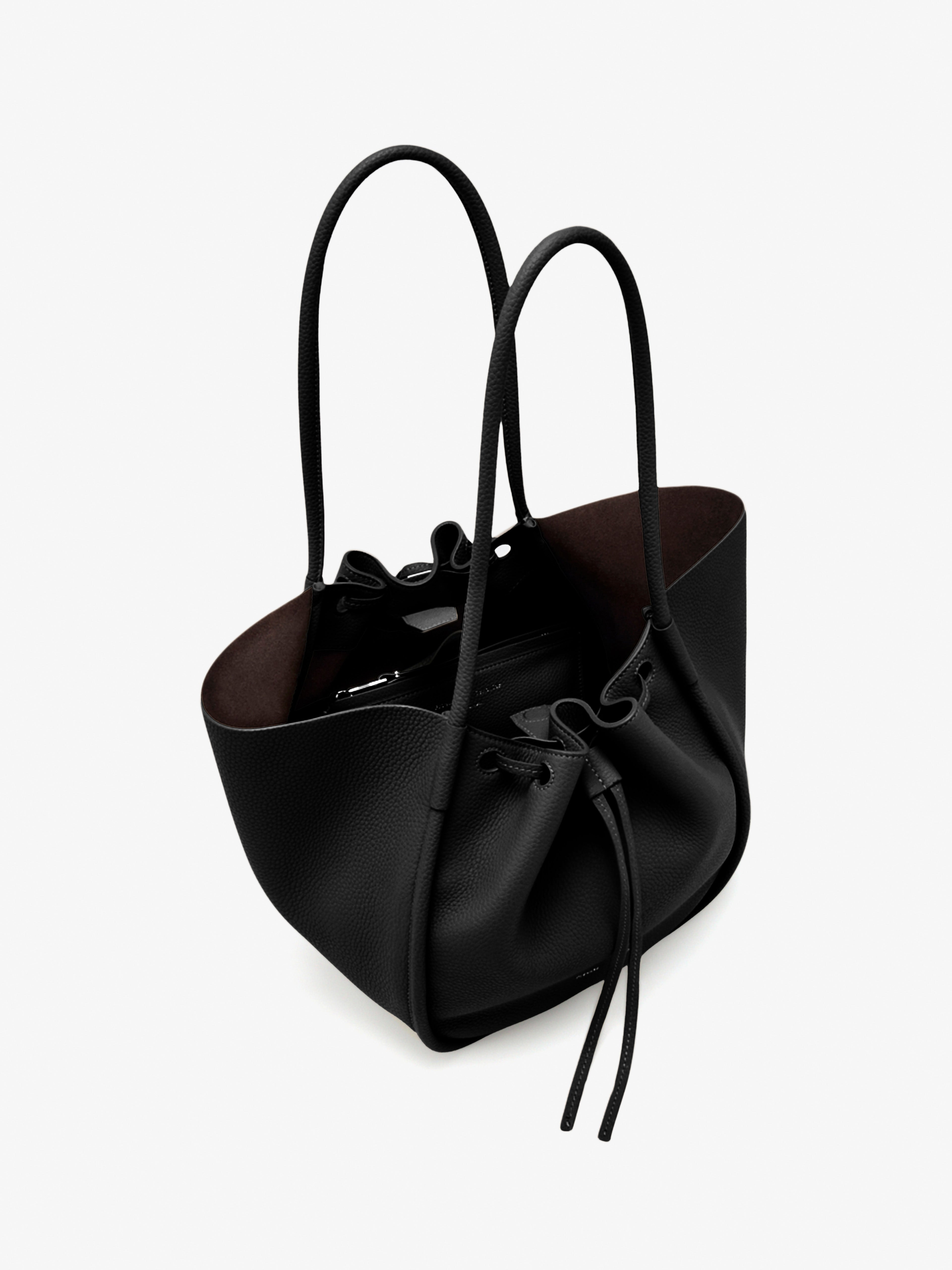Large Ruched Tote in Soft Pebbled Calf - 5