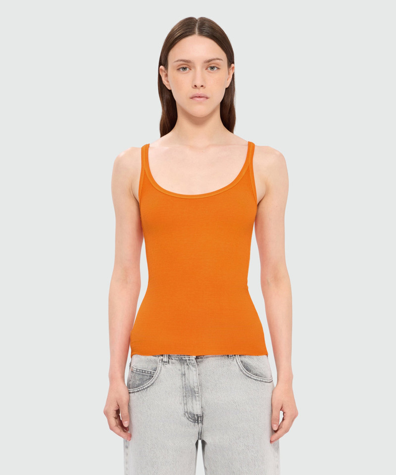 MSGM Orange ribbed viscose top outlook