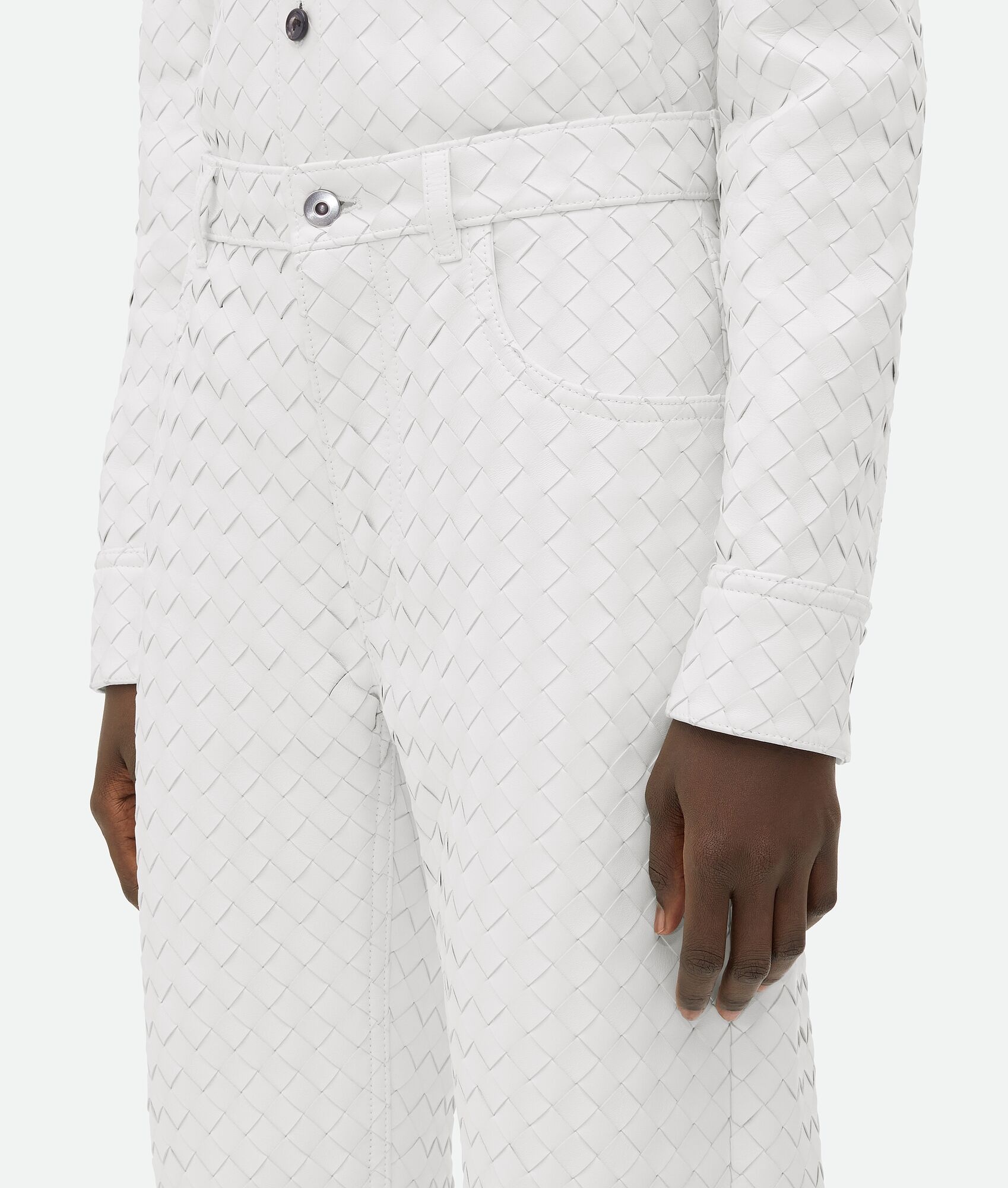 Intrecciato Leather Straight Leg Trousers - 5