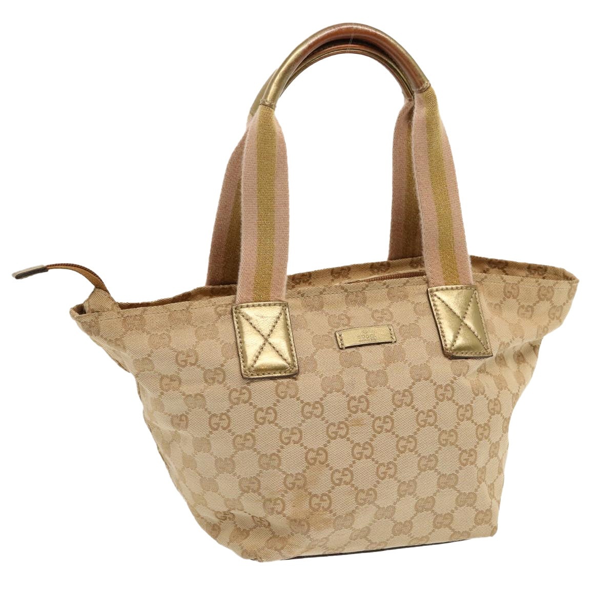 GUCCI GG Canvas Sherry Line Hand Bag Beige Gold Pink - 2