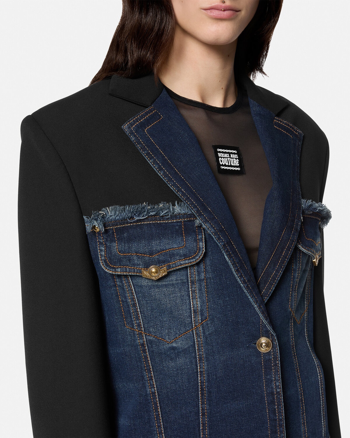 Paneled Denim Blazer - 3